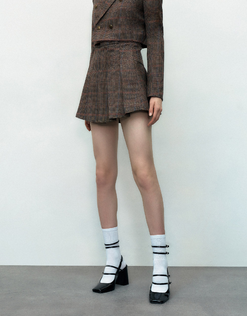 Plaid Pleated Mini A-Line Skirt