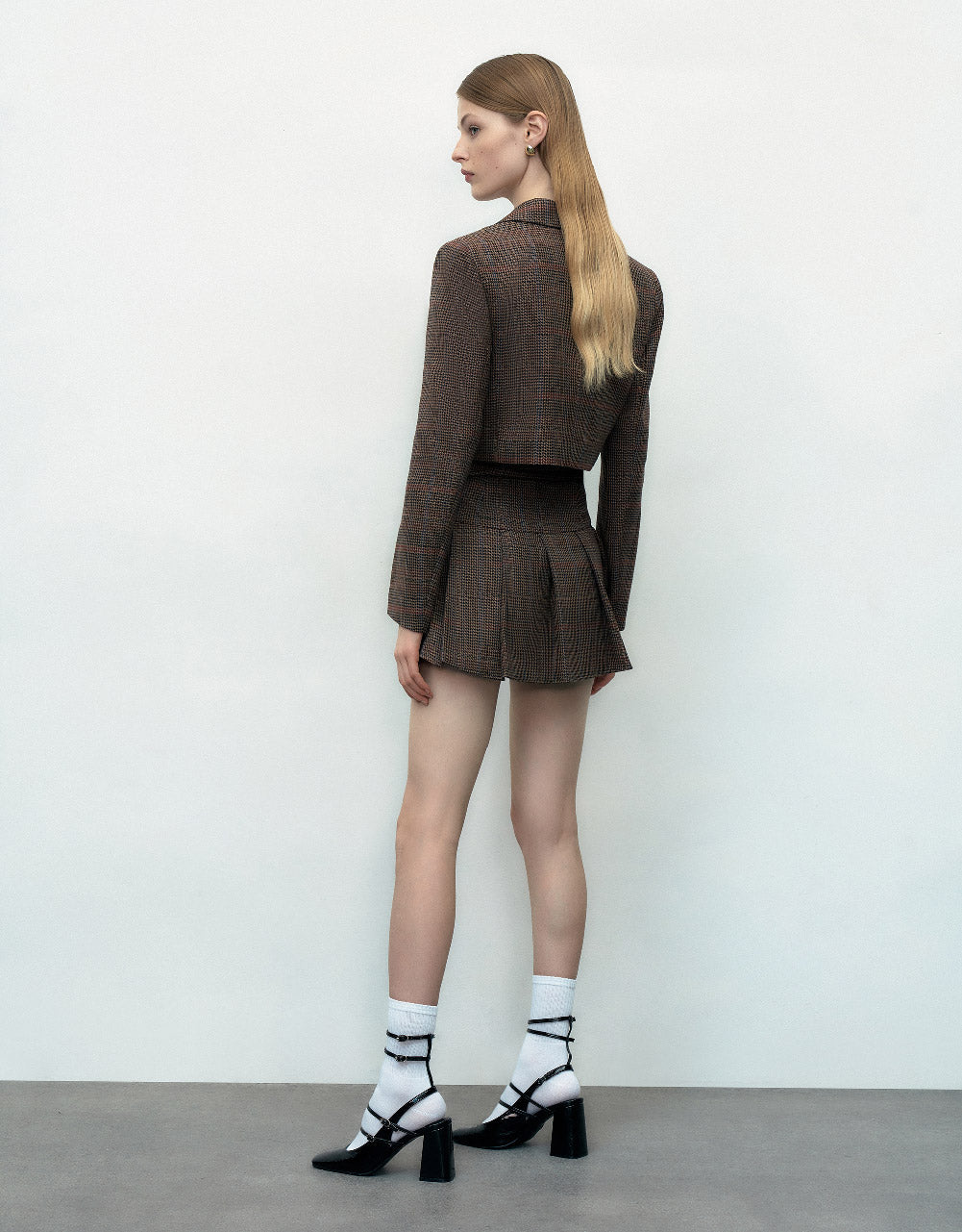 Plaid Pleated Mini A-Line Skirt