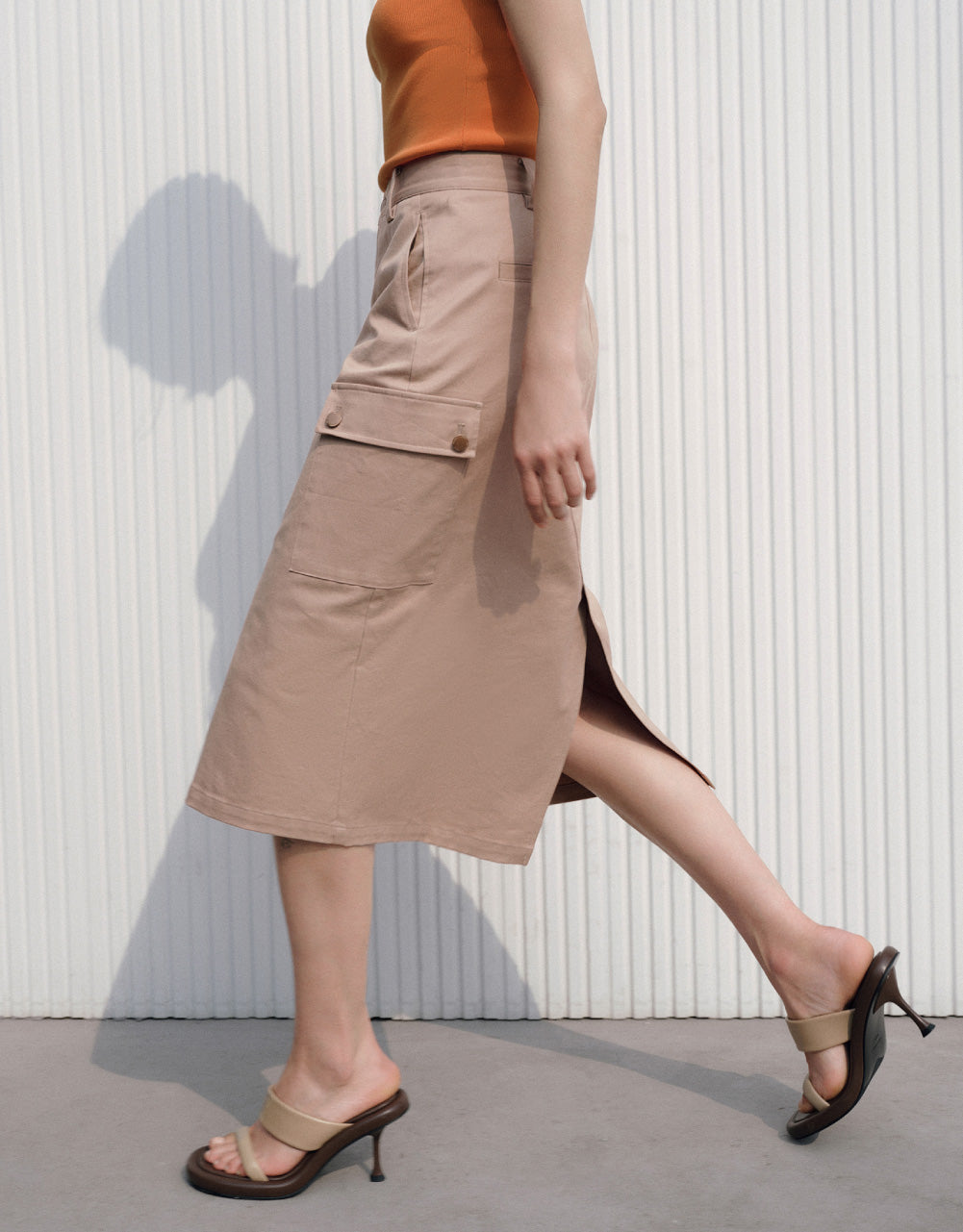 Split Hem Midi Straight Skirt