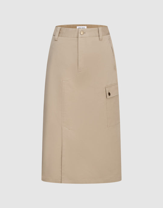 Split Hem Midi Straight Skirt
