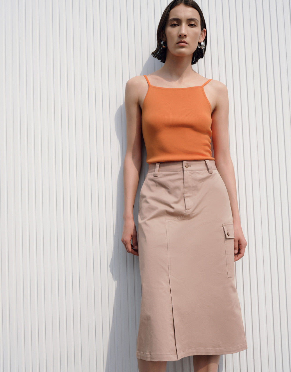 Split Hem Midi Straight Skirt