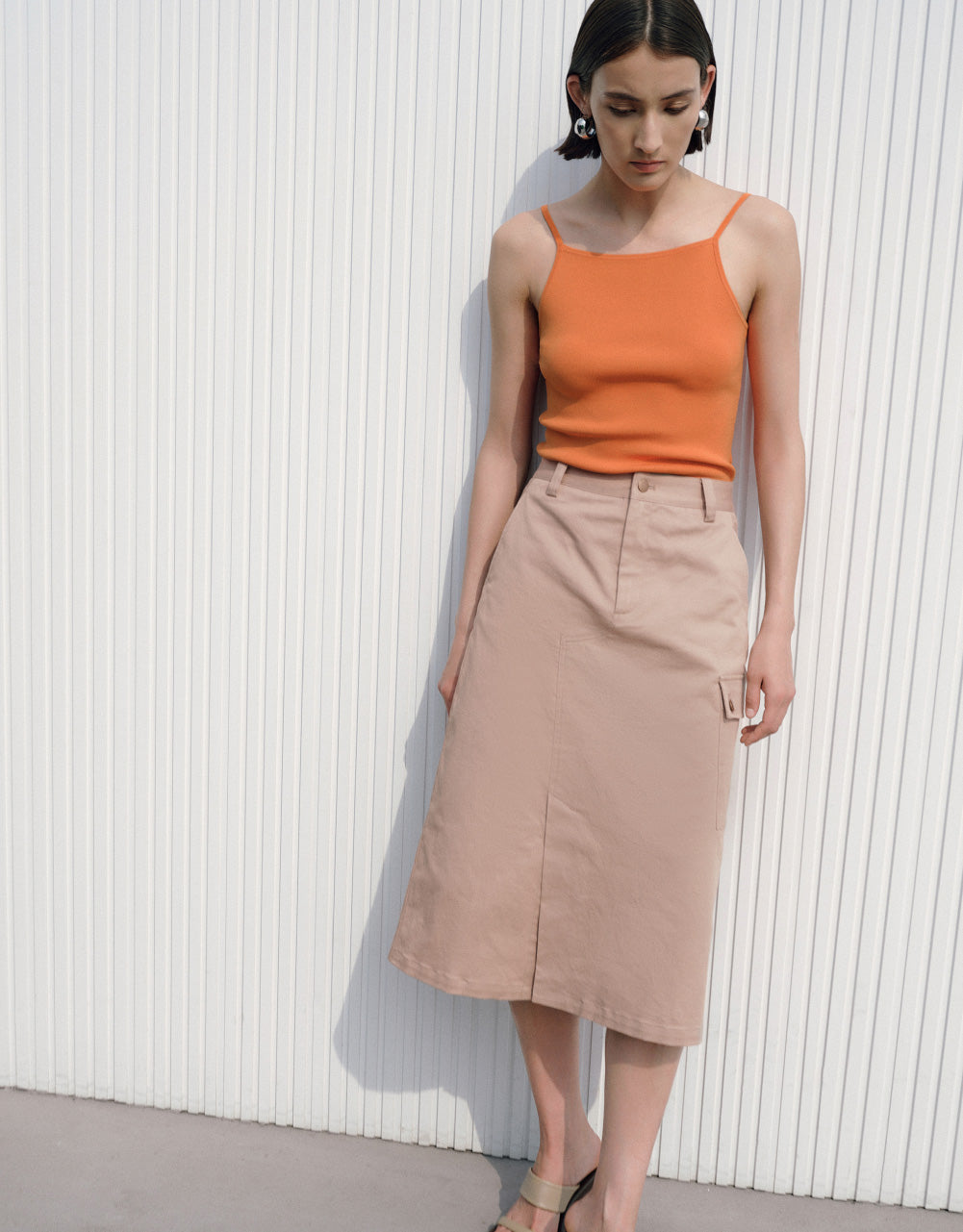 Split Hem Midi Straight Skirt