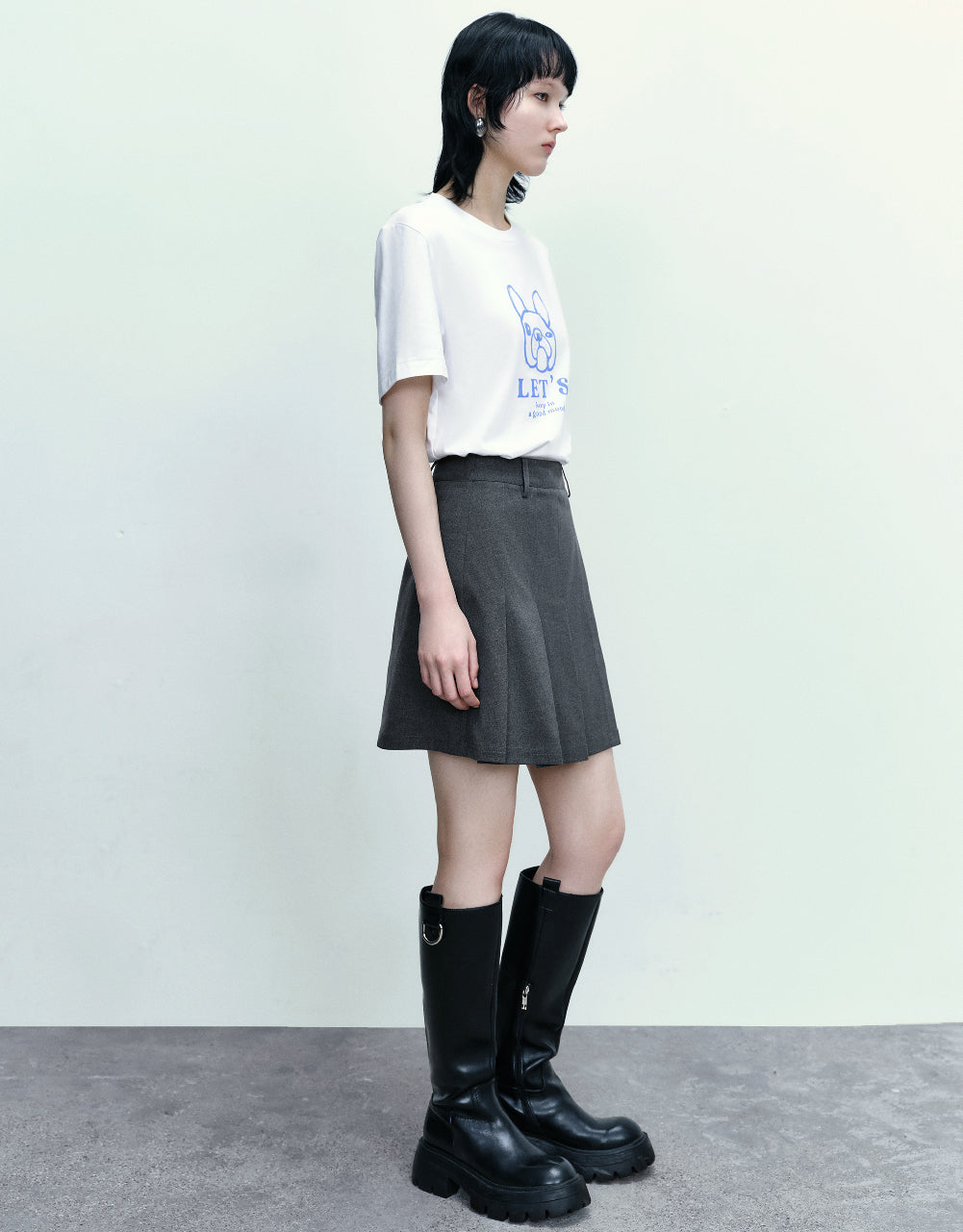 Pleated Mini A-Line Skirt