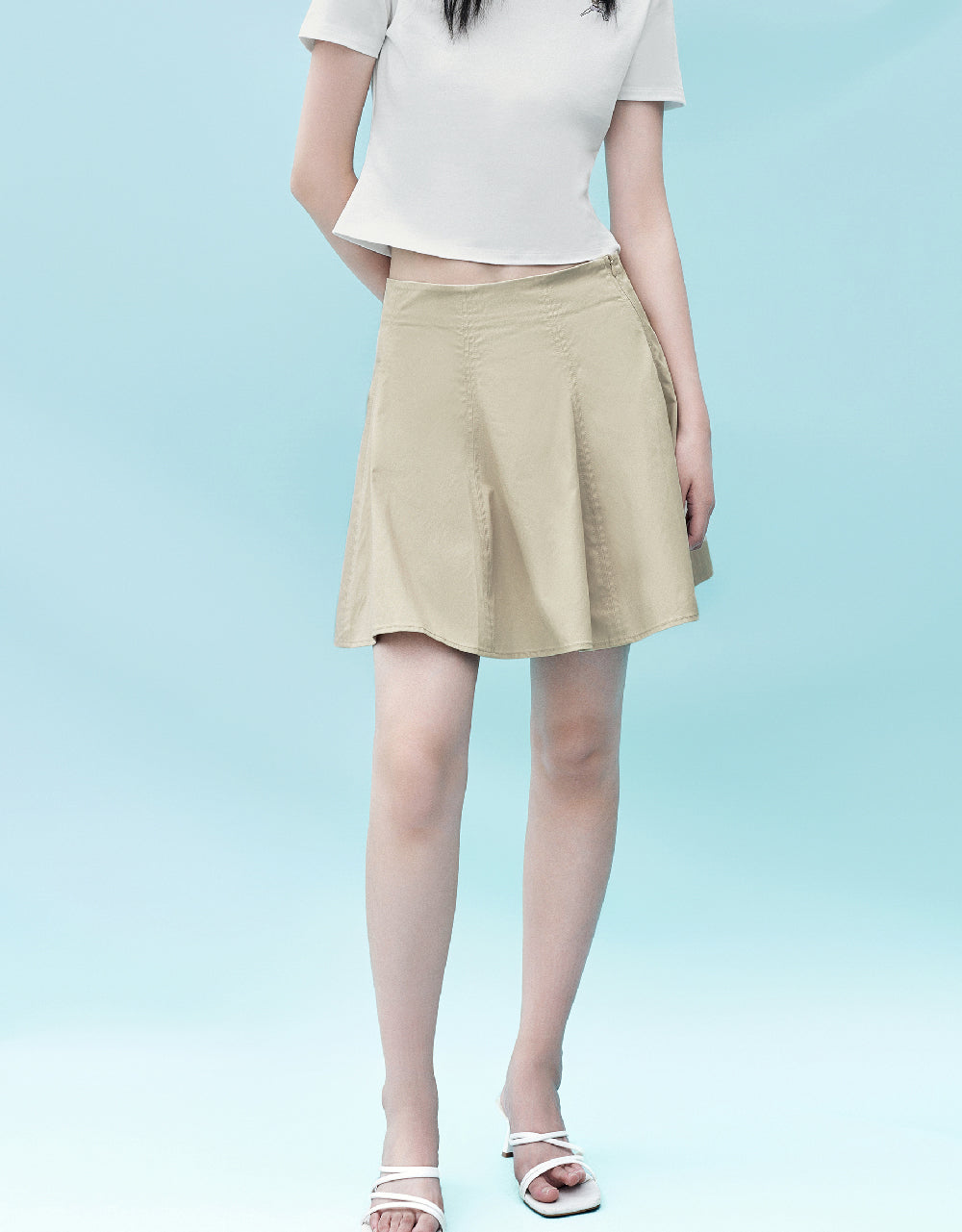 Pleated Mini Fishtail Skirt
