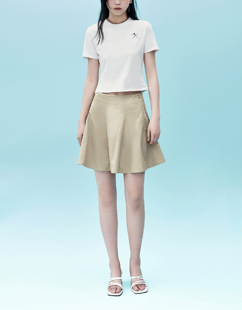 Pleated Mini Fishtail Skirt