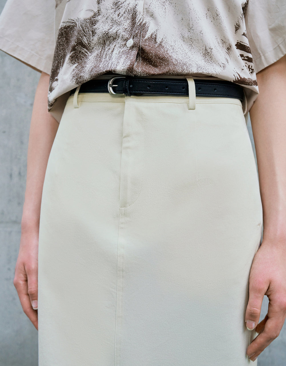 Midi Straight Skirt With Belt