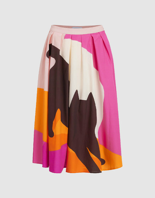 Printed Midi A-Line Skirt
