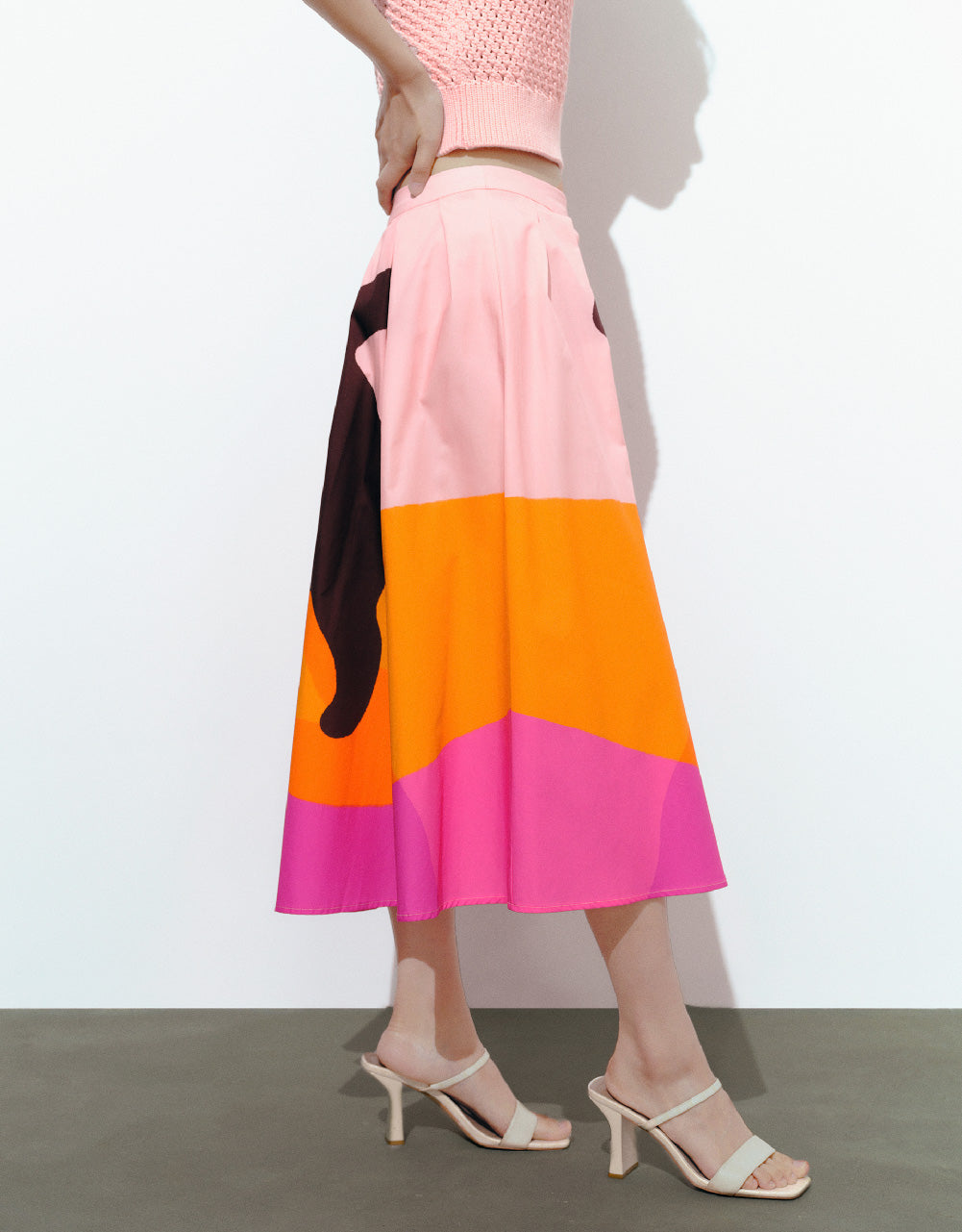 Printed Midi A-Line Skirt