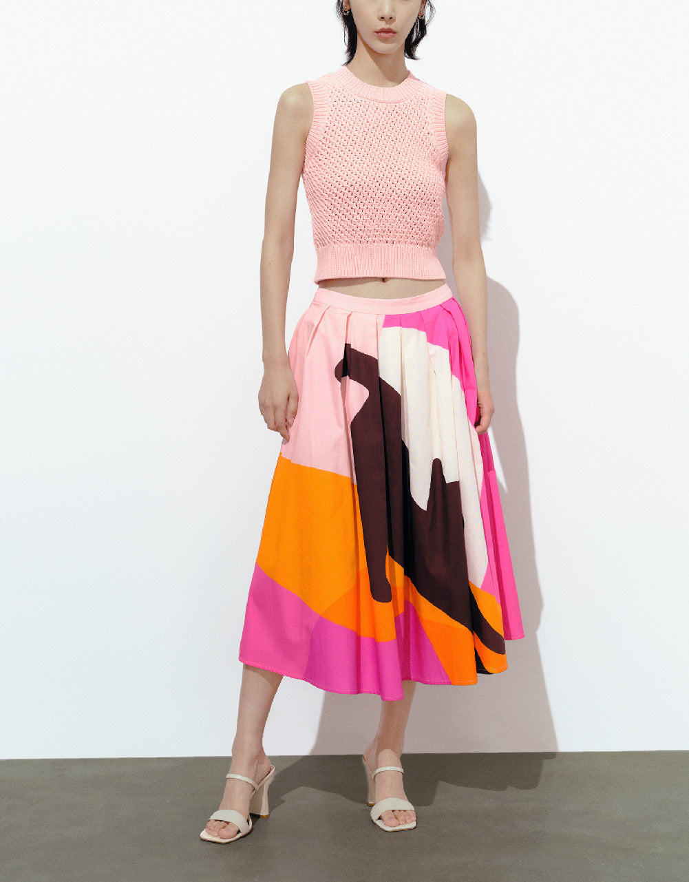 Printed Midi A-Line Skirt