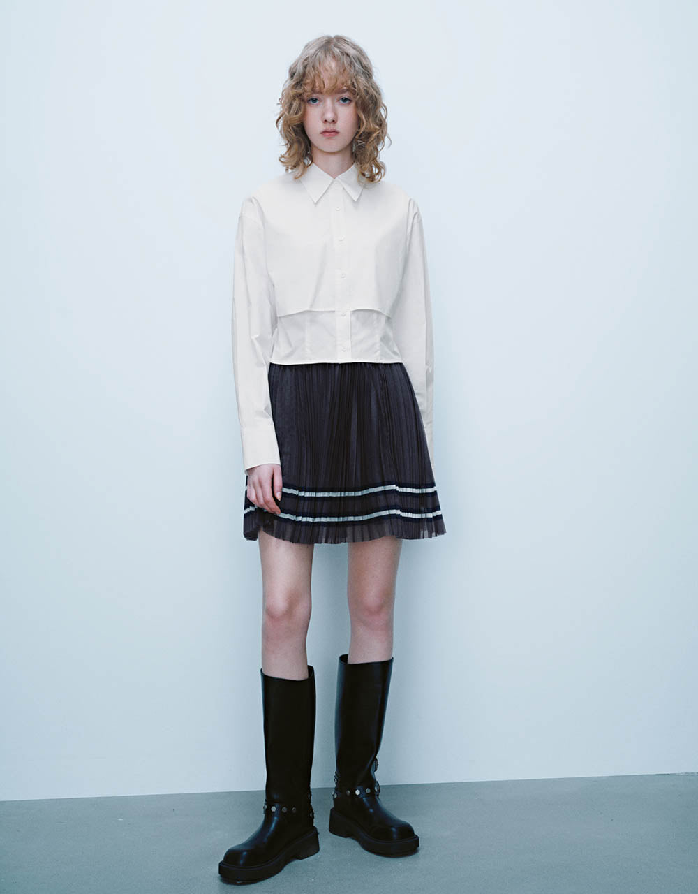 Elastic Waist Mini A-Line Skirt