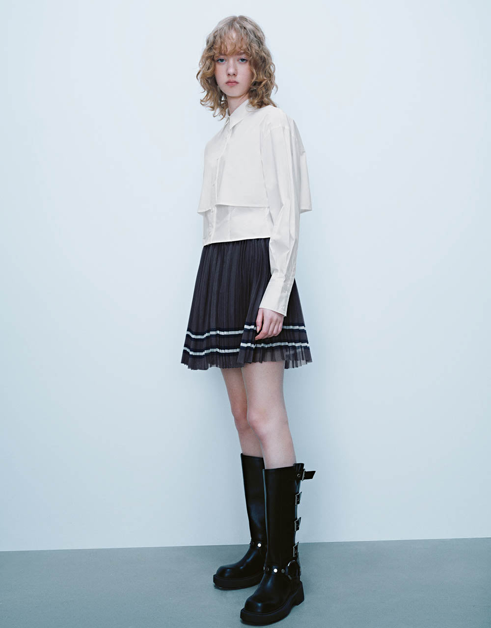 Elastic Waist Mini A-Line Skirt