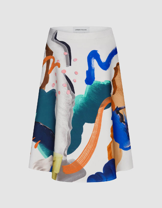 Printed Midi A-Line Skirt