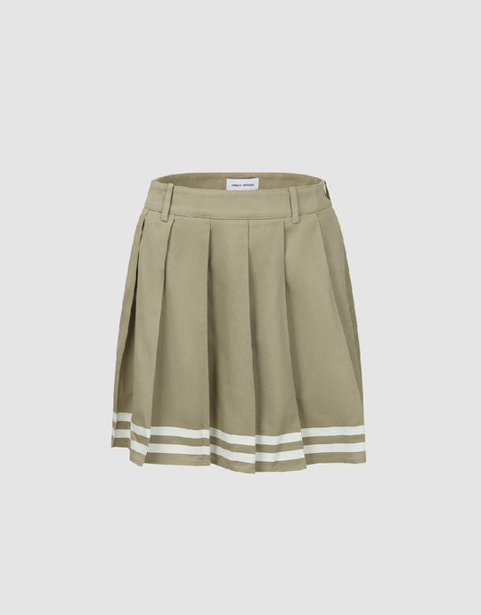 Pleated Mini A-Line Skirt