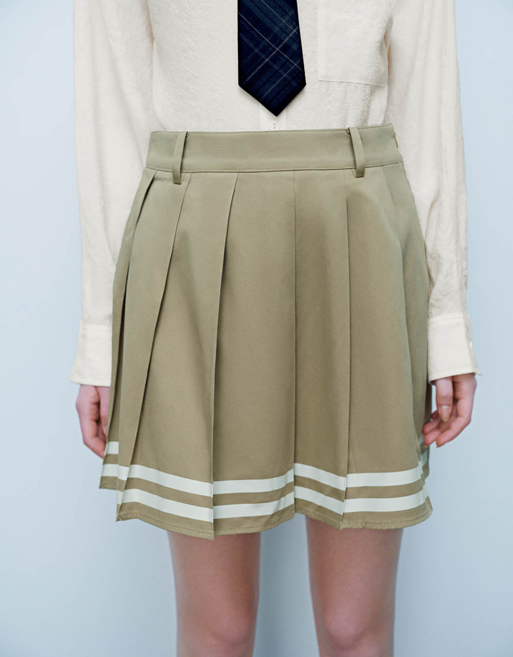 Pleated Mini A-Line Skirt
