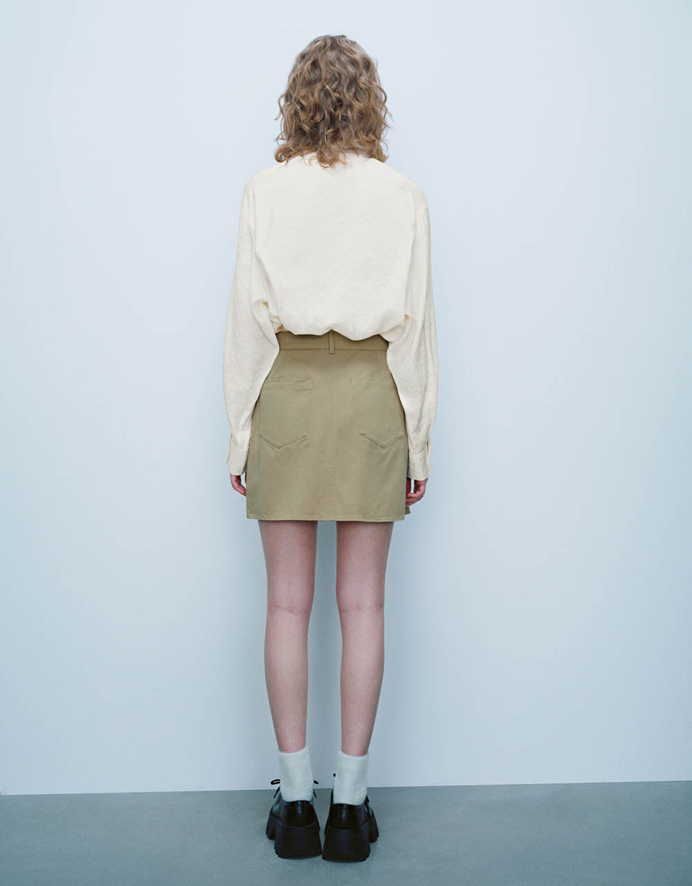 Pleated Mini A-Line Skirt