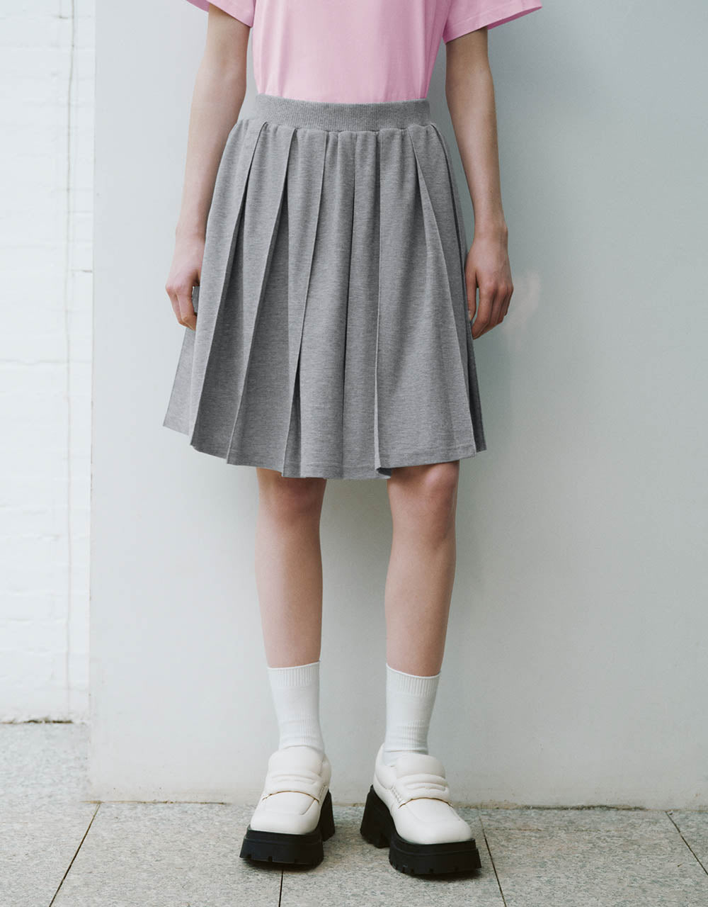 Elastic Waist Midi A-Line Knitted Skirt