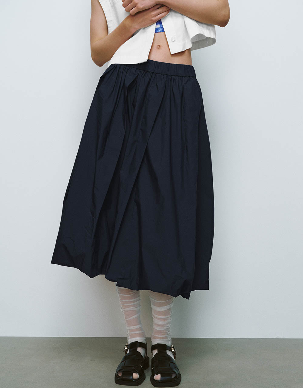 Elastic Waist A-Line Skirt