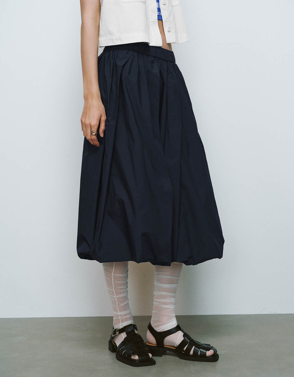 Elastic Waist A-Line Skirt