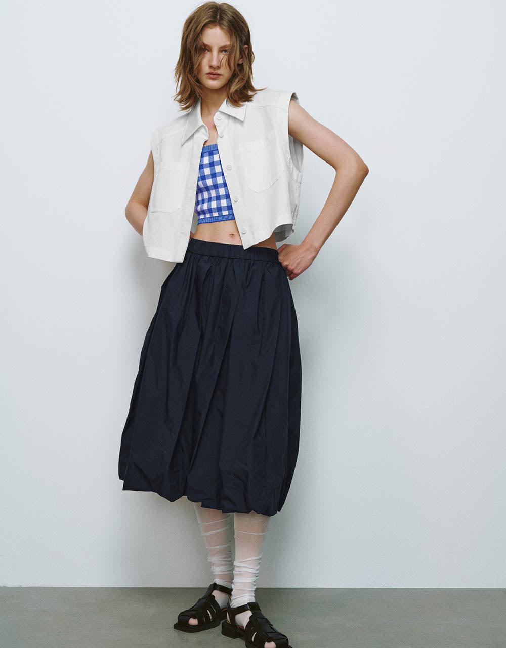 Elastic Waist A-Line Skirt