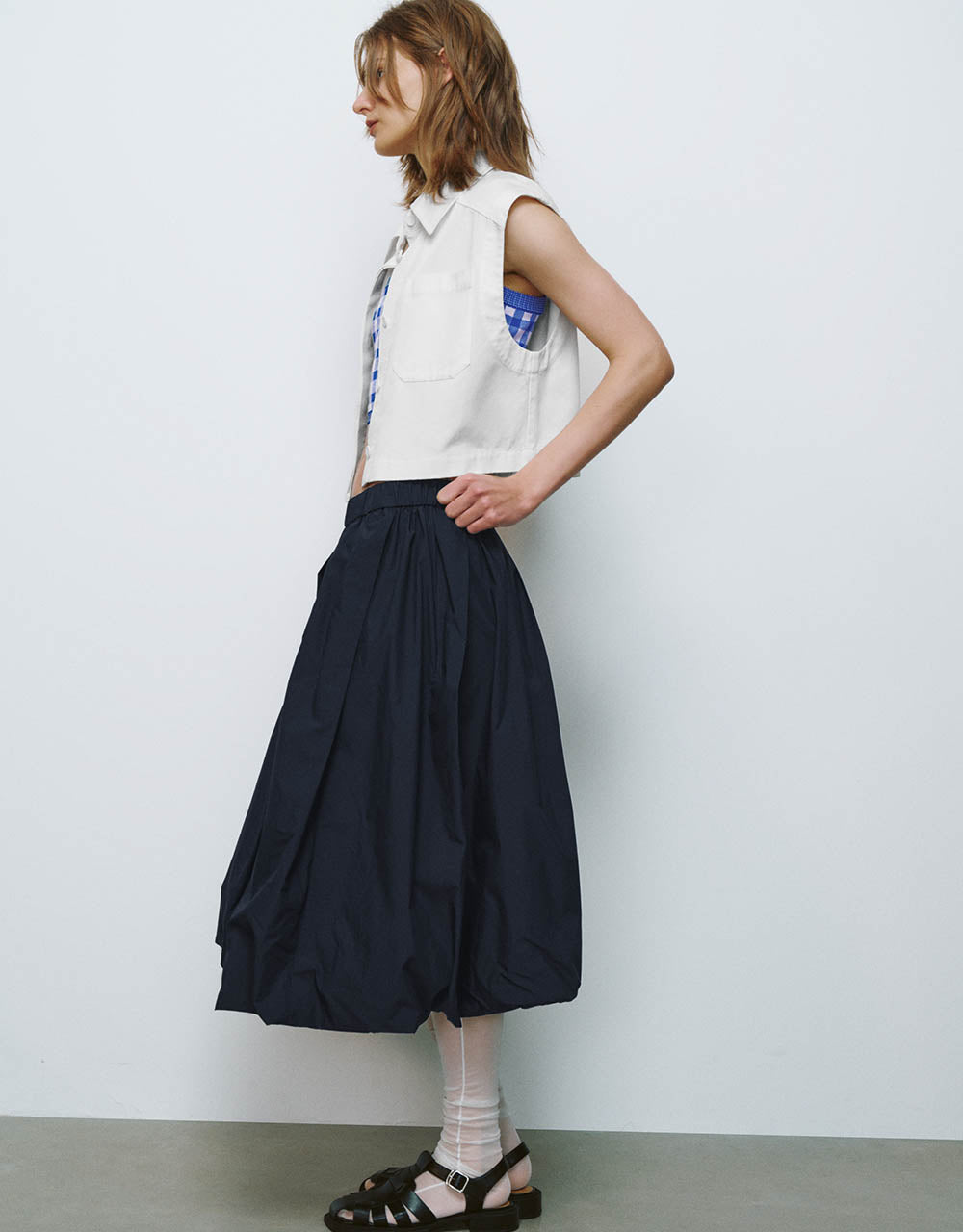 Elastic Waist A-Line Skirt