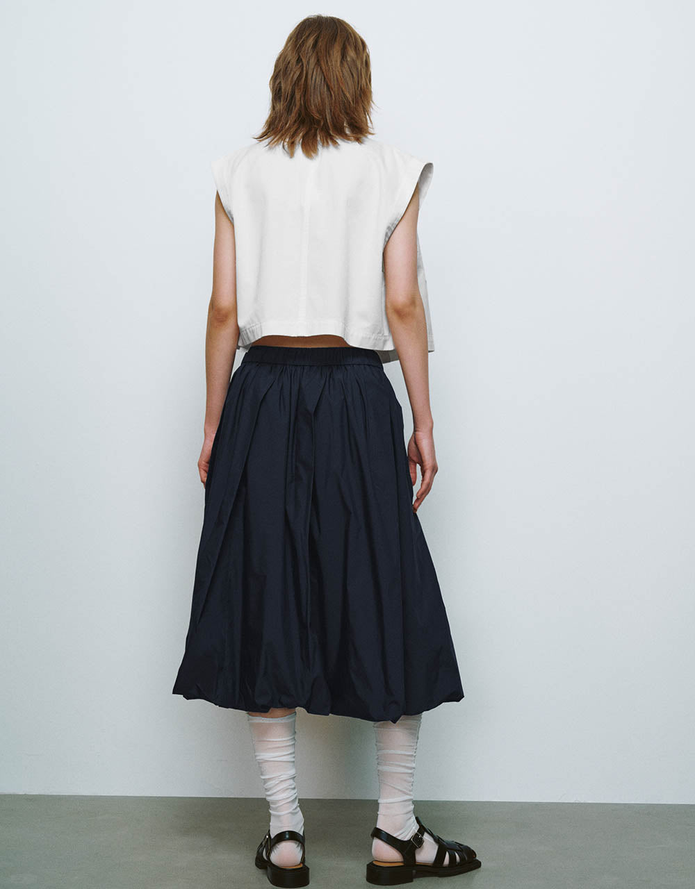 Elastic Waist A-Line Skirt