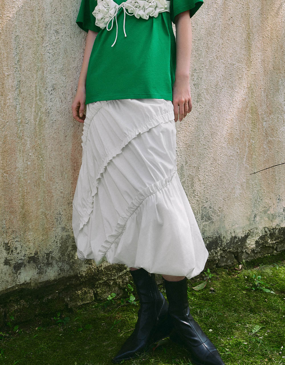 Elastic Waist A-Line Skirt