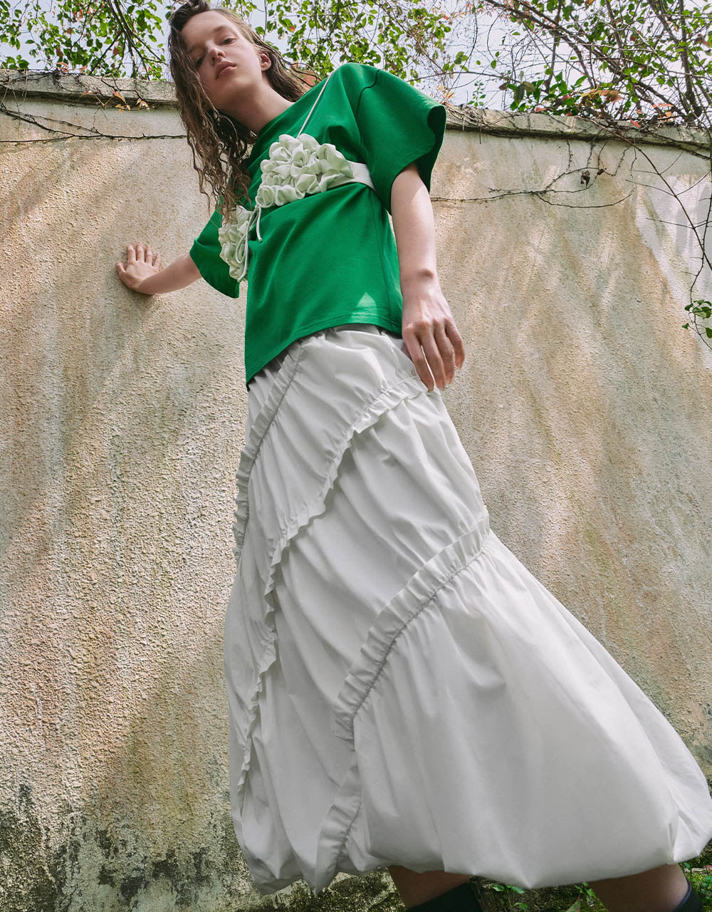 Elastic Waist A-Line Skirt