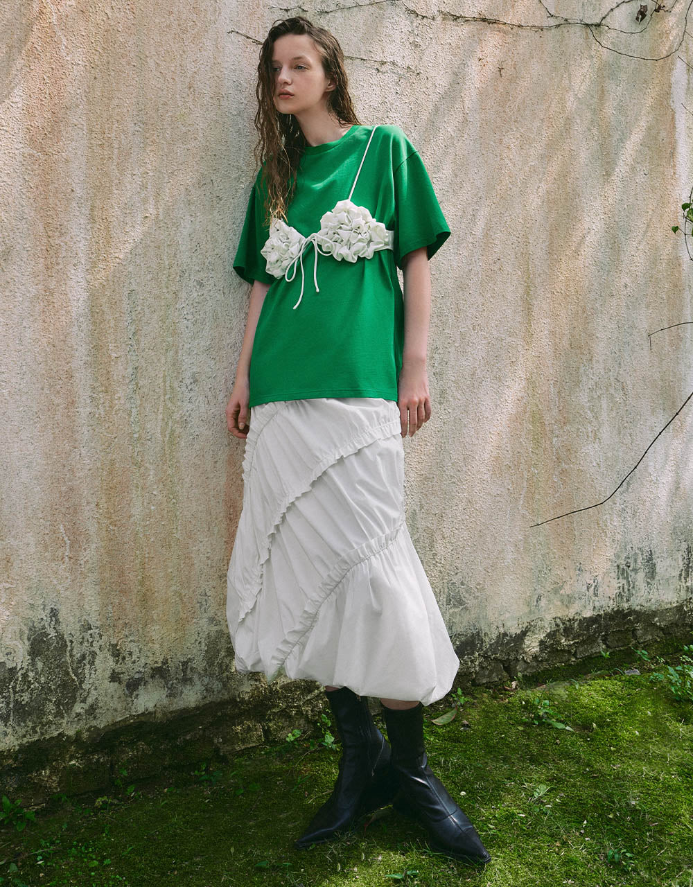Elastic Waist A-Line Skirt