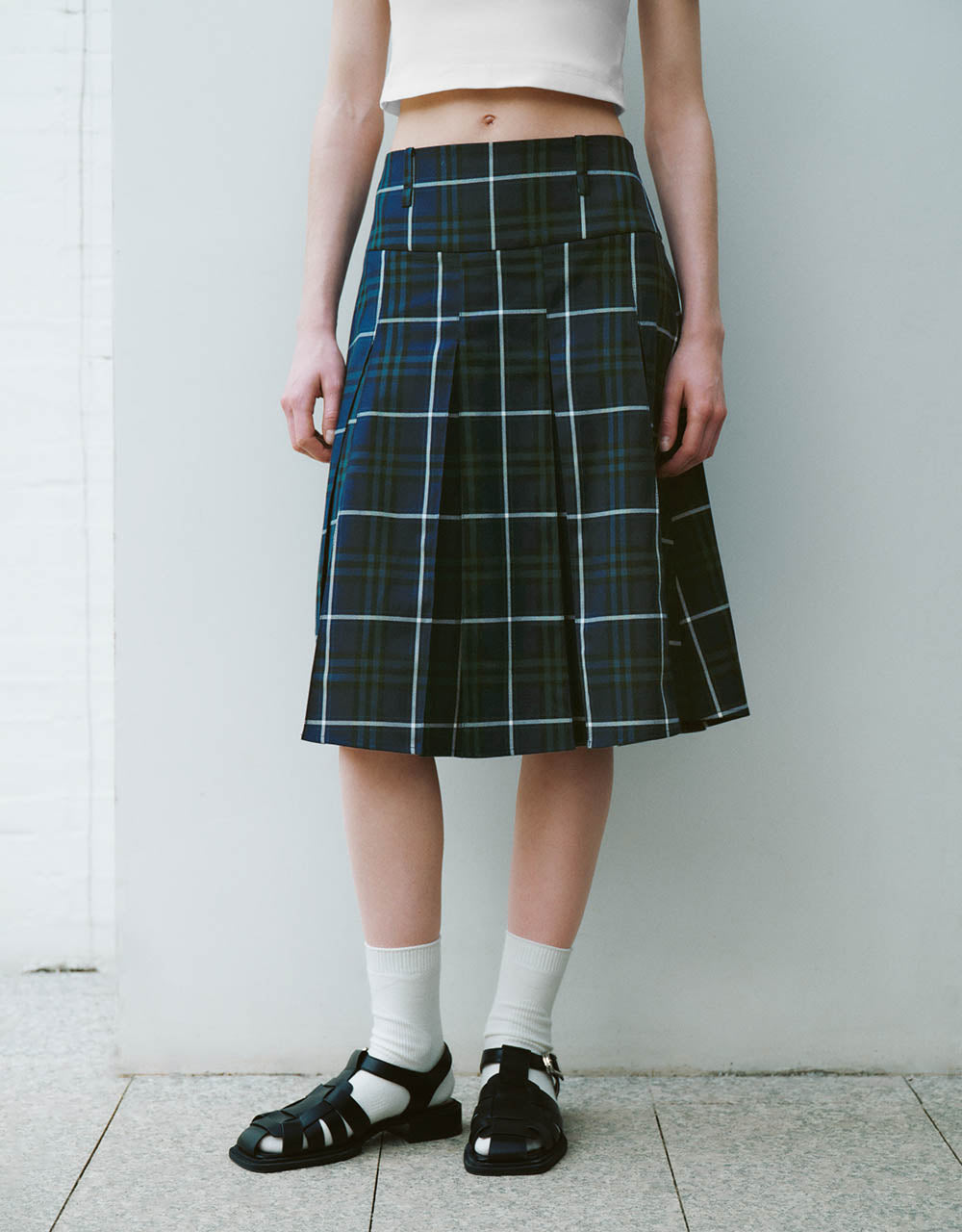 Pleated Plaid Mini A-Line Skirt