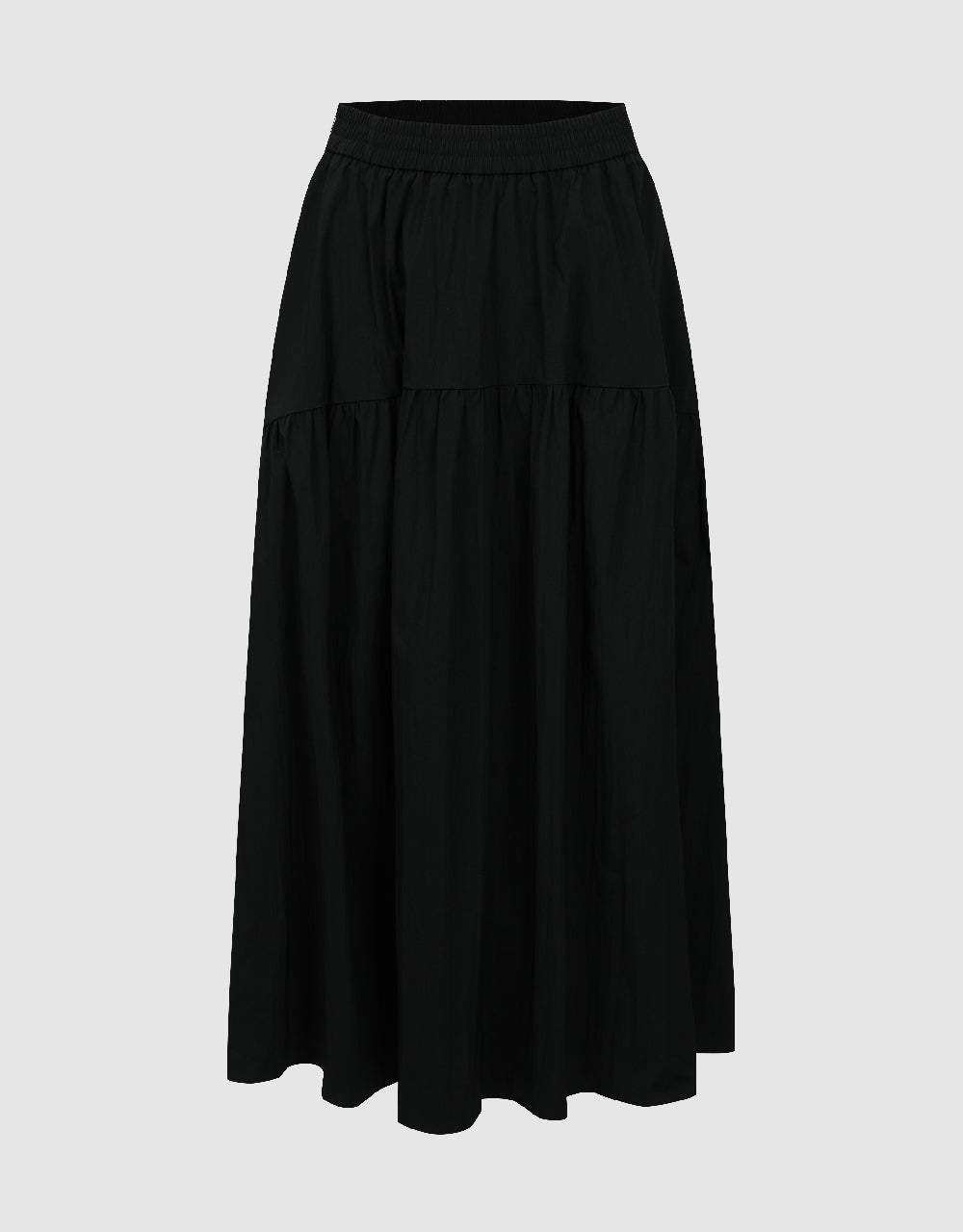 Elastic Waist Midi A-Line Skirt