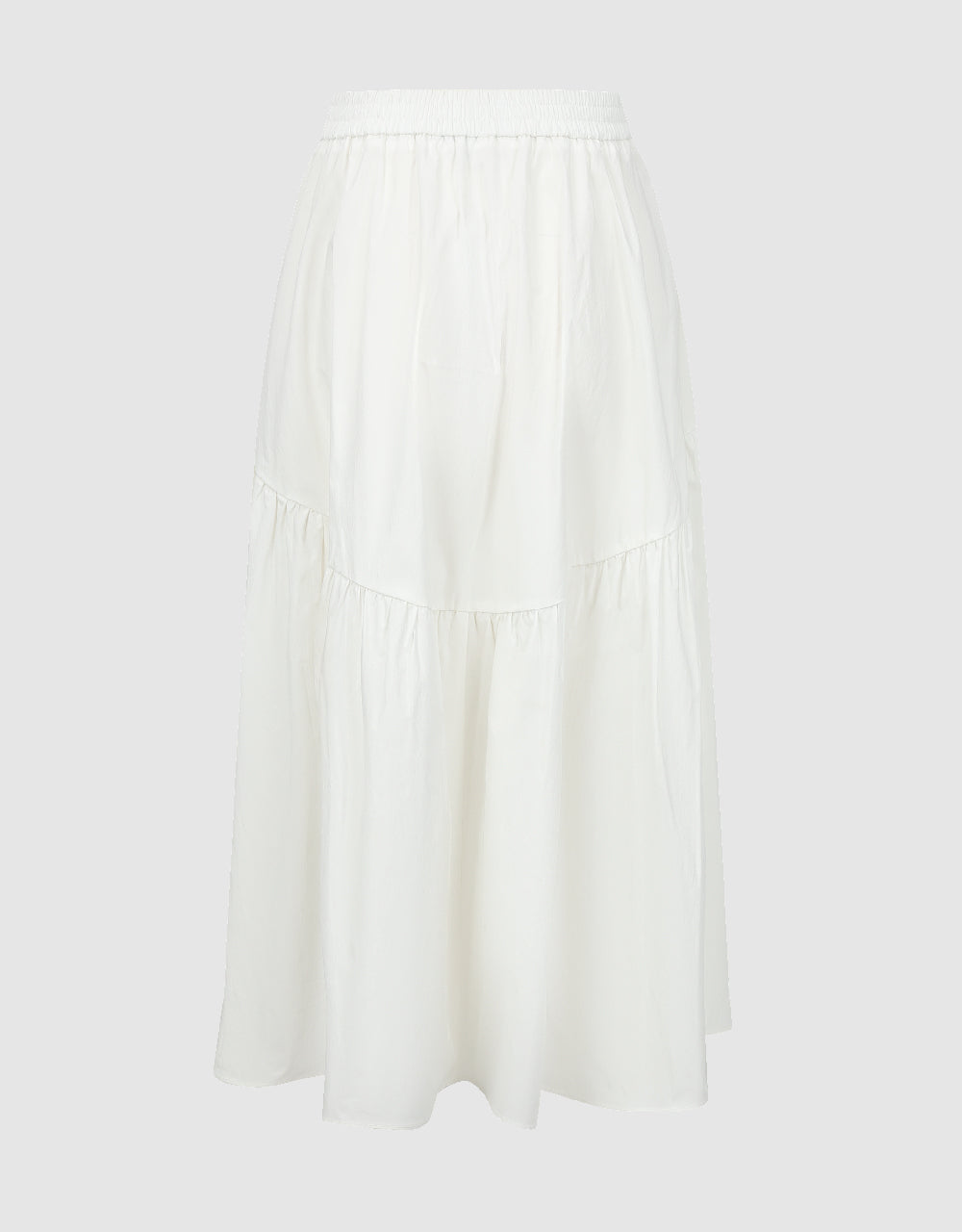 Elastic Waist Midi A-Line Skirt