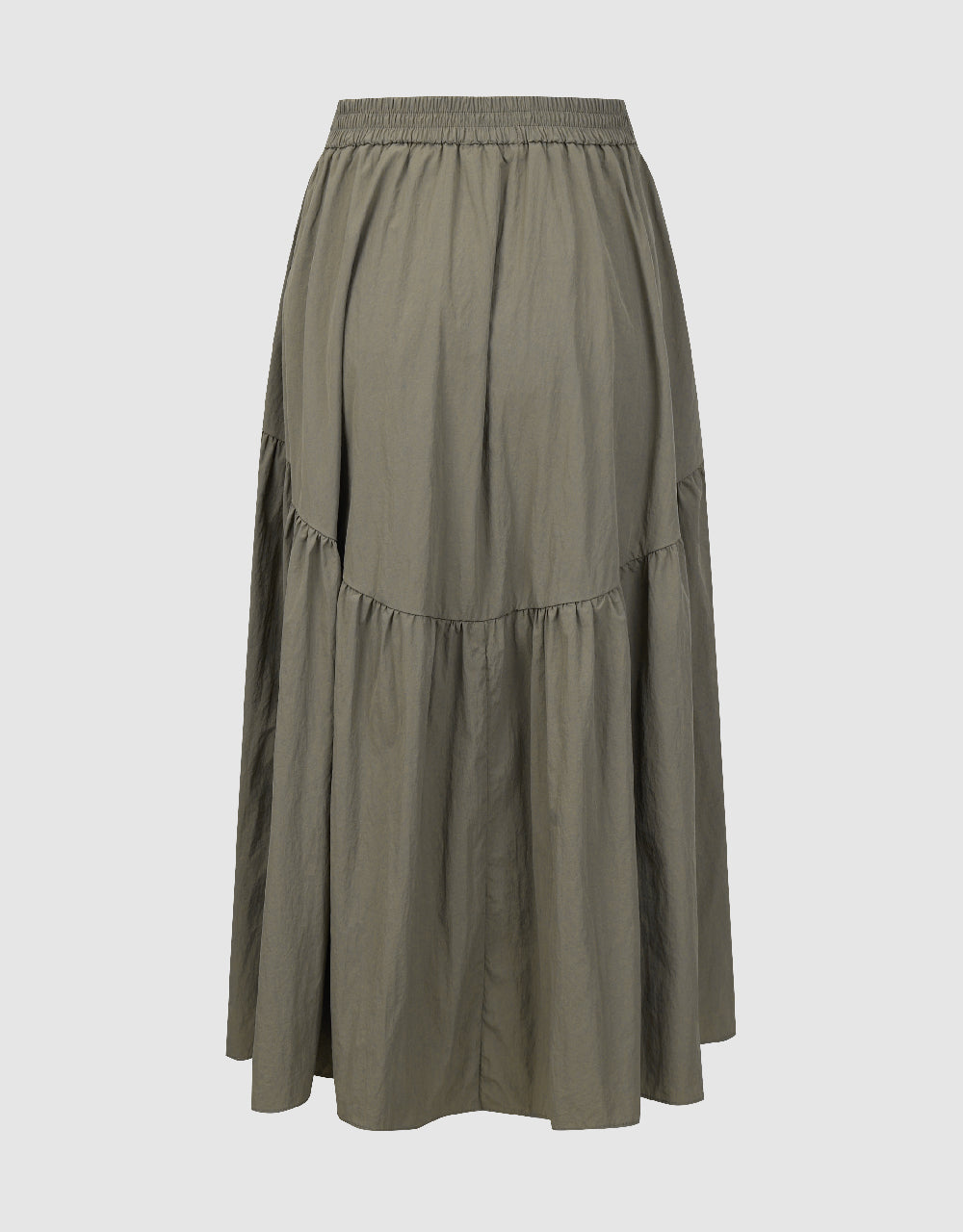 Elastic Waist Midi A-Line Skirt