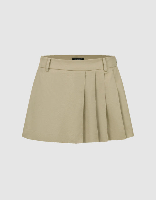 Pleated Mini A-Line Skirt
