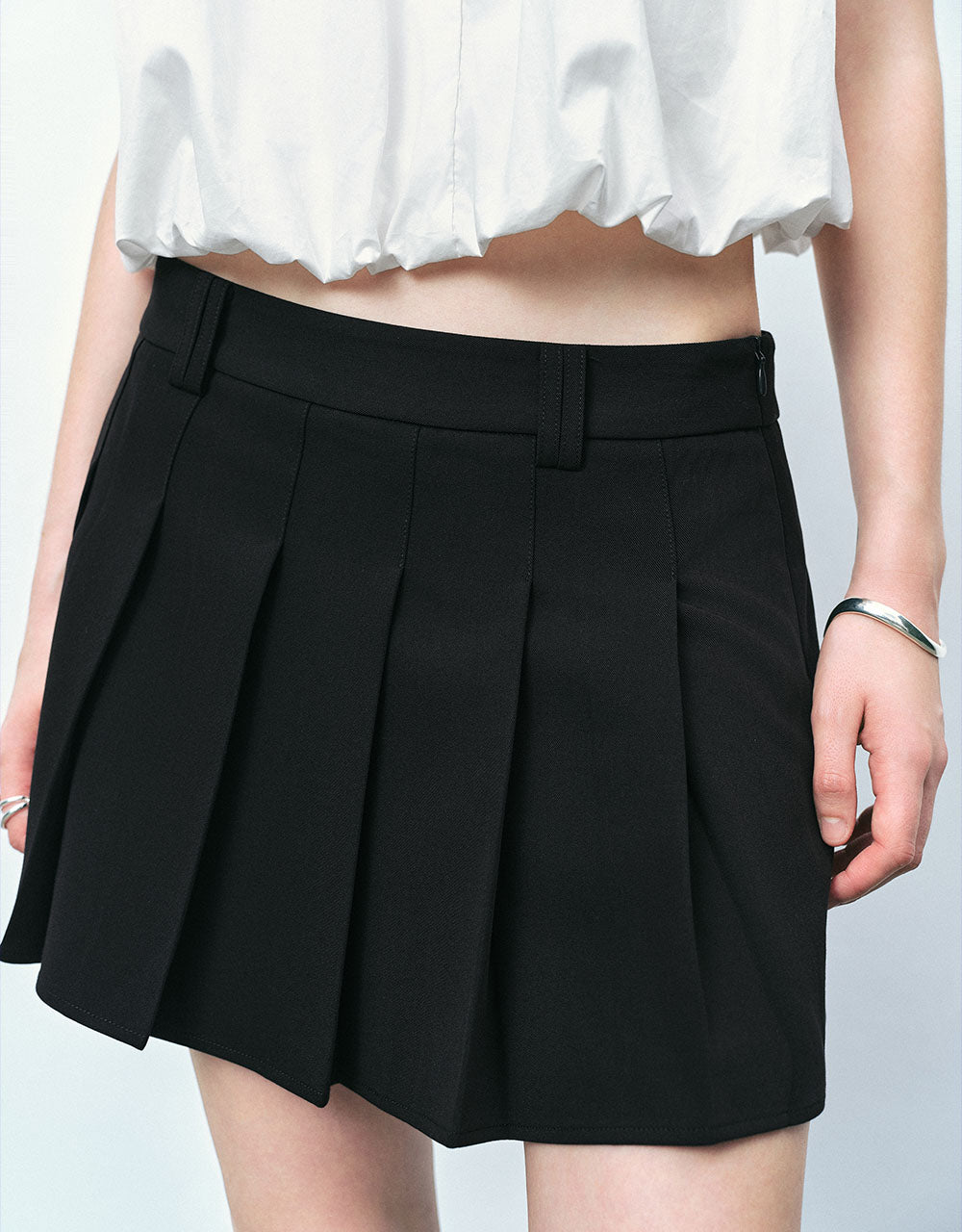 Pleated Mini A-Line Skirt