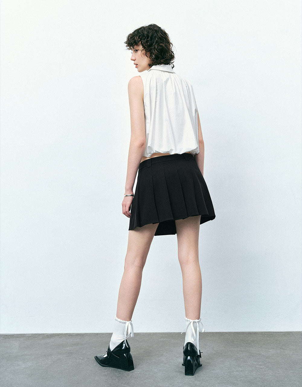 Pleated Mini A-Line Skirt