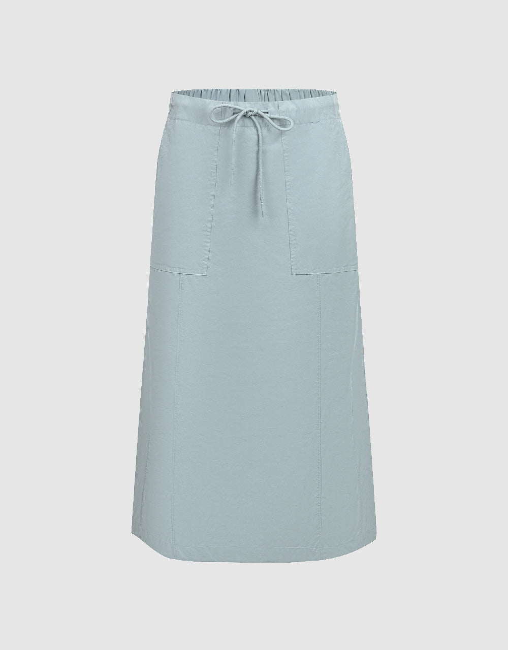 Drawstring Waist Midi A-Line Skirt