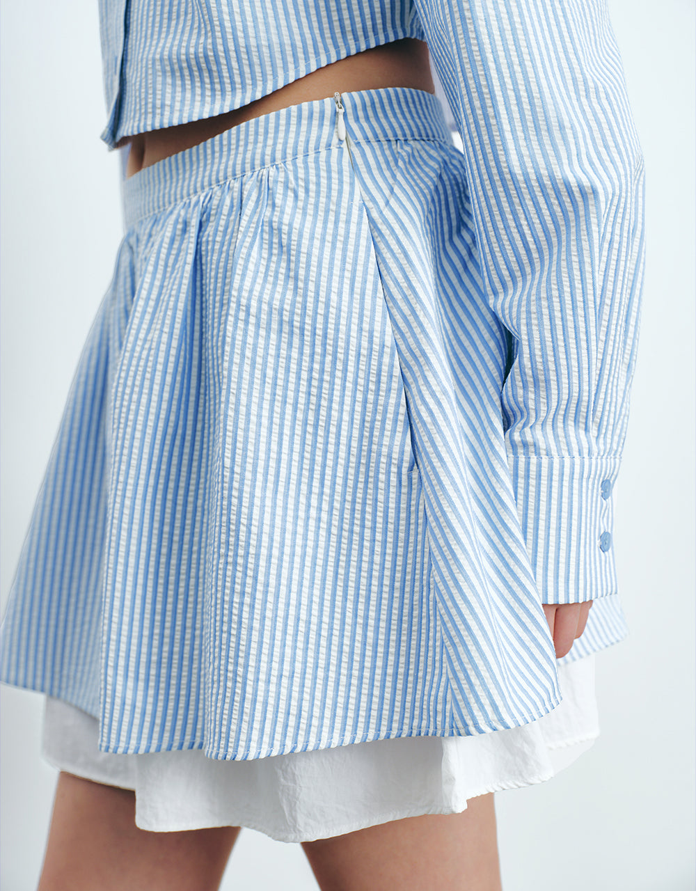 Elastic Waist Striped Mini A-Line Skirt