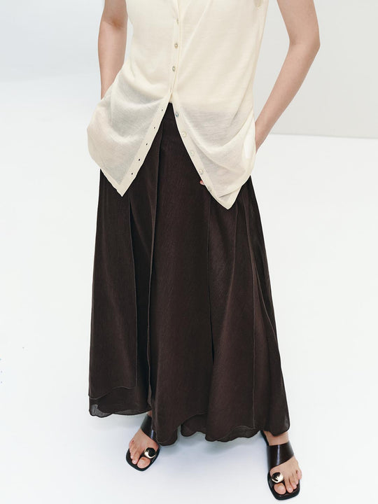 Pleated A-Line Midi Skirts
