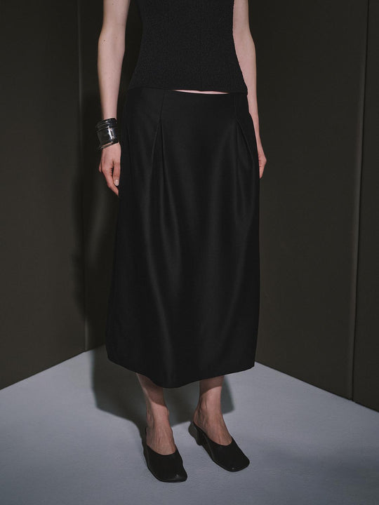 Pleat Detail A-Line Midi Skirts