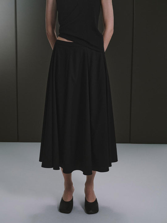 Pleated A-Line Midi Skirts
