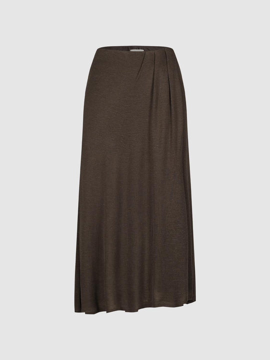 Textured Diagonal Pleated A-Line Maxi Skirt