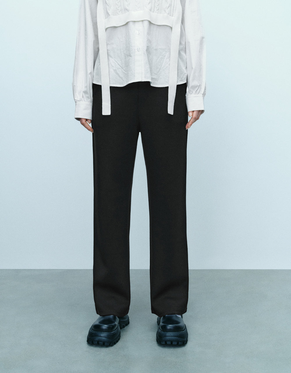 Elastic Waist Knitted Straight Pants
