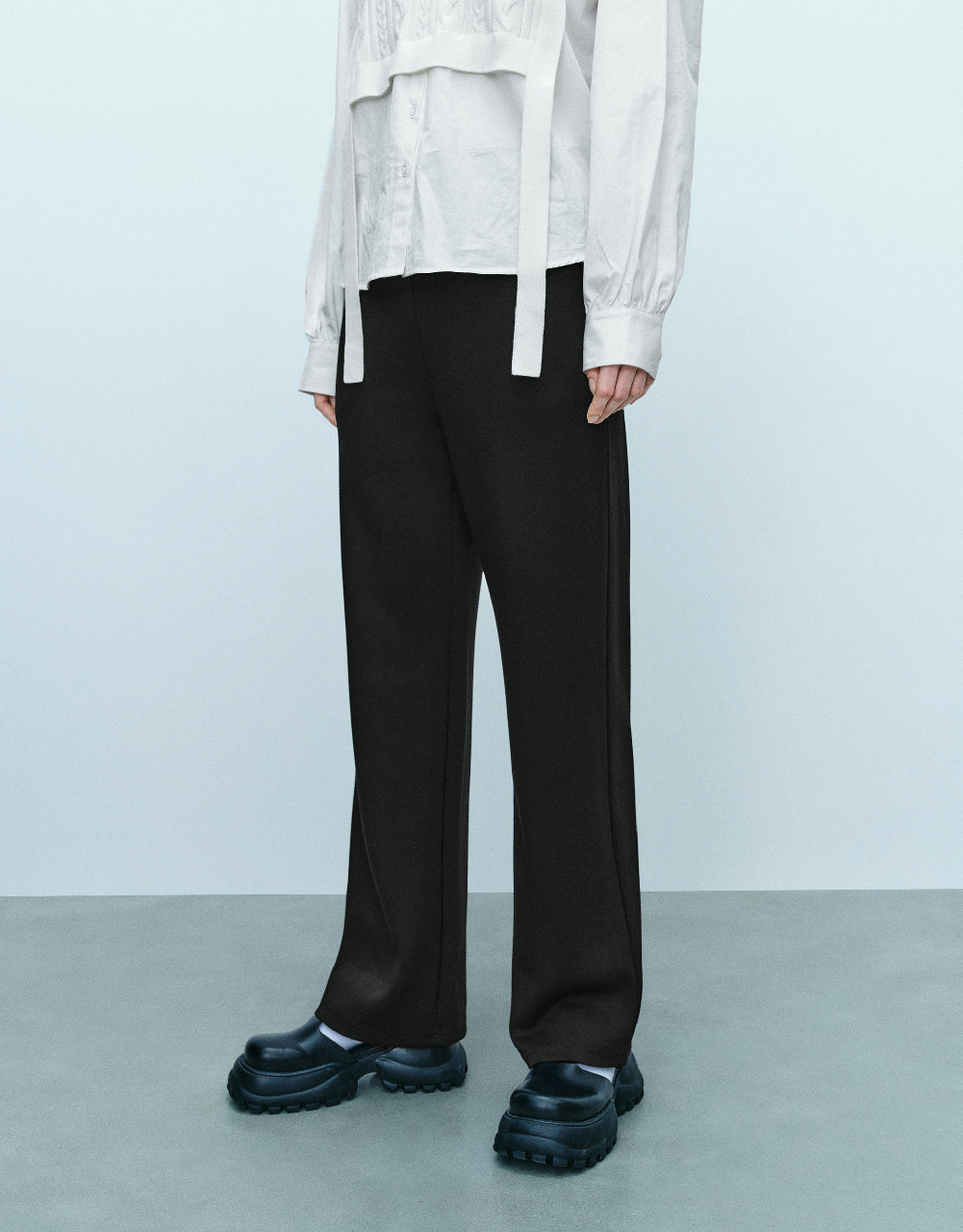 Elastic Waist Knitted Straight Pants