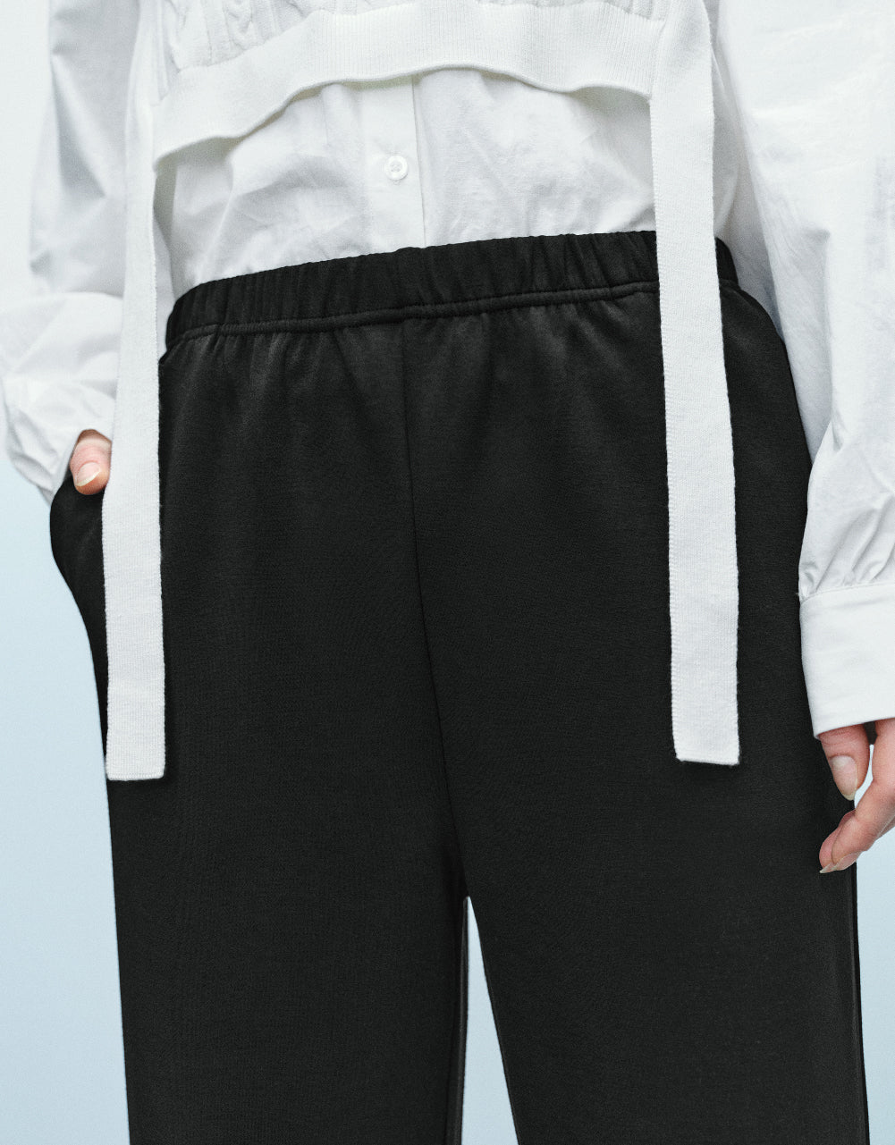 Elastic Waist Knitted Straight Pants