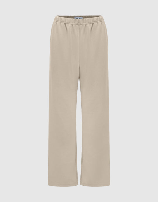 Elastic Waist Knitted Straight Pants