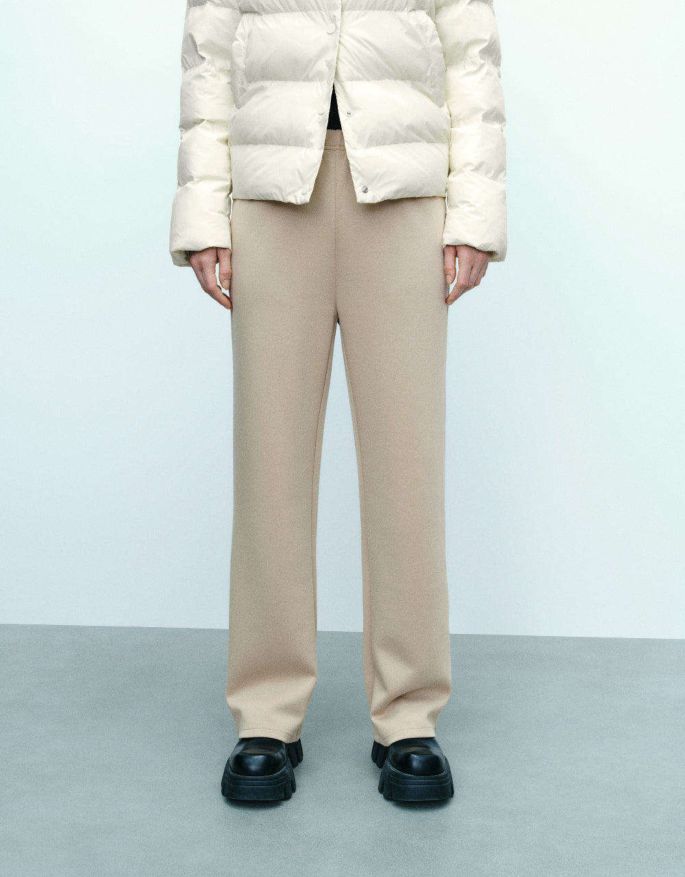 Elastic Waist Knitted Straight Pants