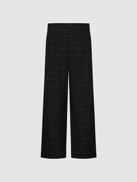 Check Wide Leg Pants