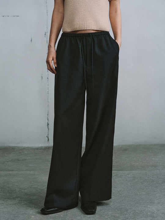 Drawstring Pull On Wide Leg Pants