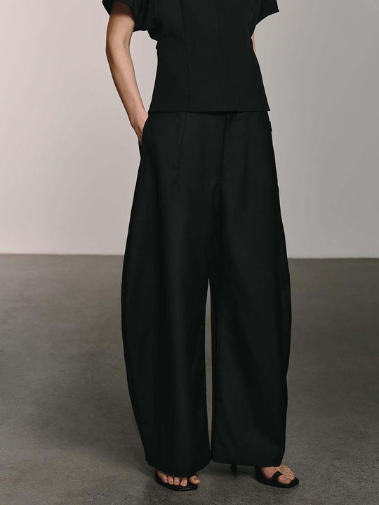 Urban Series Wool Blend With Slight Stretch Barrel Leg Pants