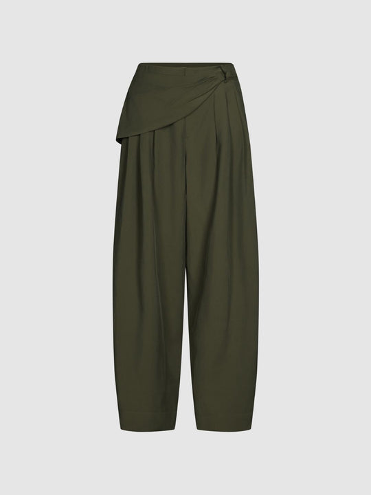 Draped Overlay Modal Olive Wide-leg Pants
